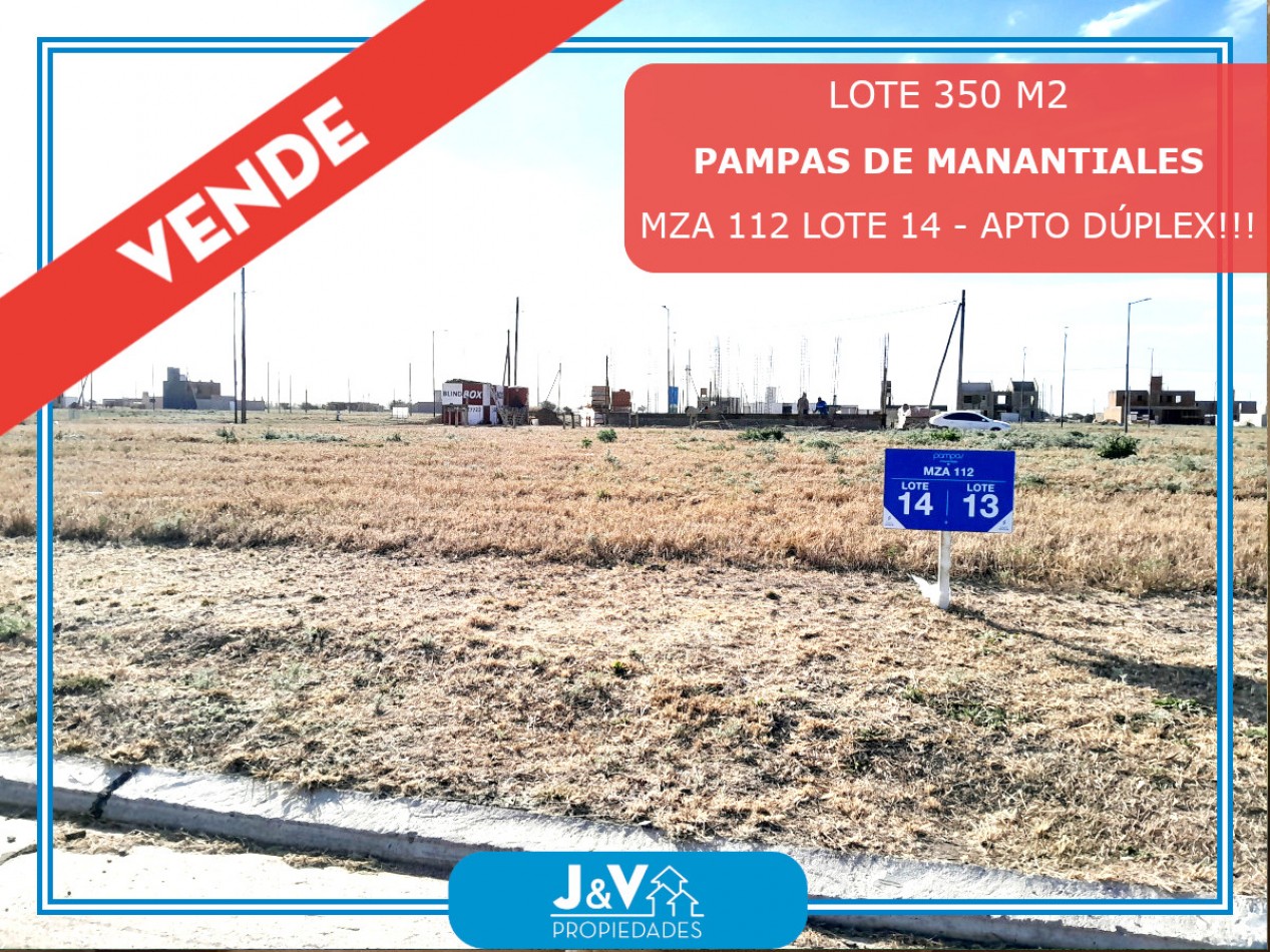 VENDO LOTE CENTRAL 350 M2 PAMPAS DE MANANTIALES. RECIBO VEHICULO MENOR!!!