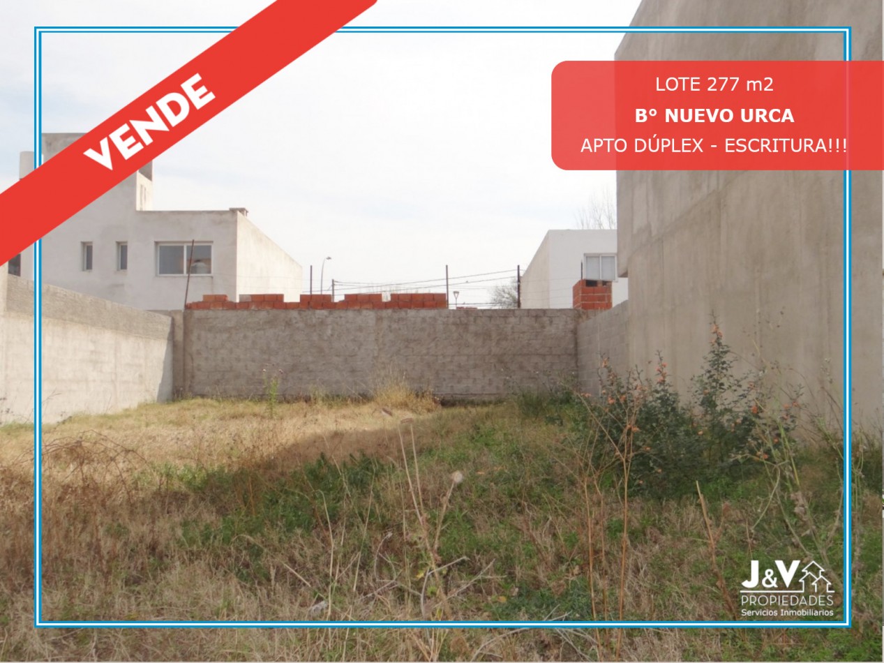 LOTE EN VENTA. NUEVO URCA. 277 M2. C/ ESCRITURA. APTO DUPLEX.