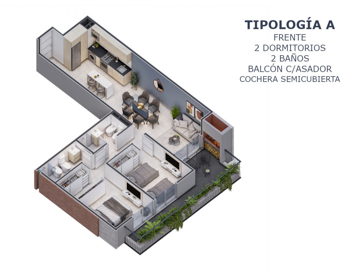 DEPARTAMENTO DE 2 DORM. C/COCHERA B° GENERAL PAZ. POSESION 2024. A ESTRENAR!!!