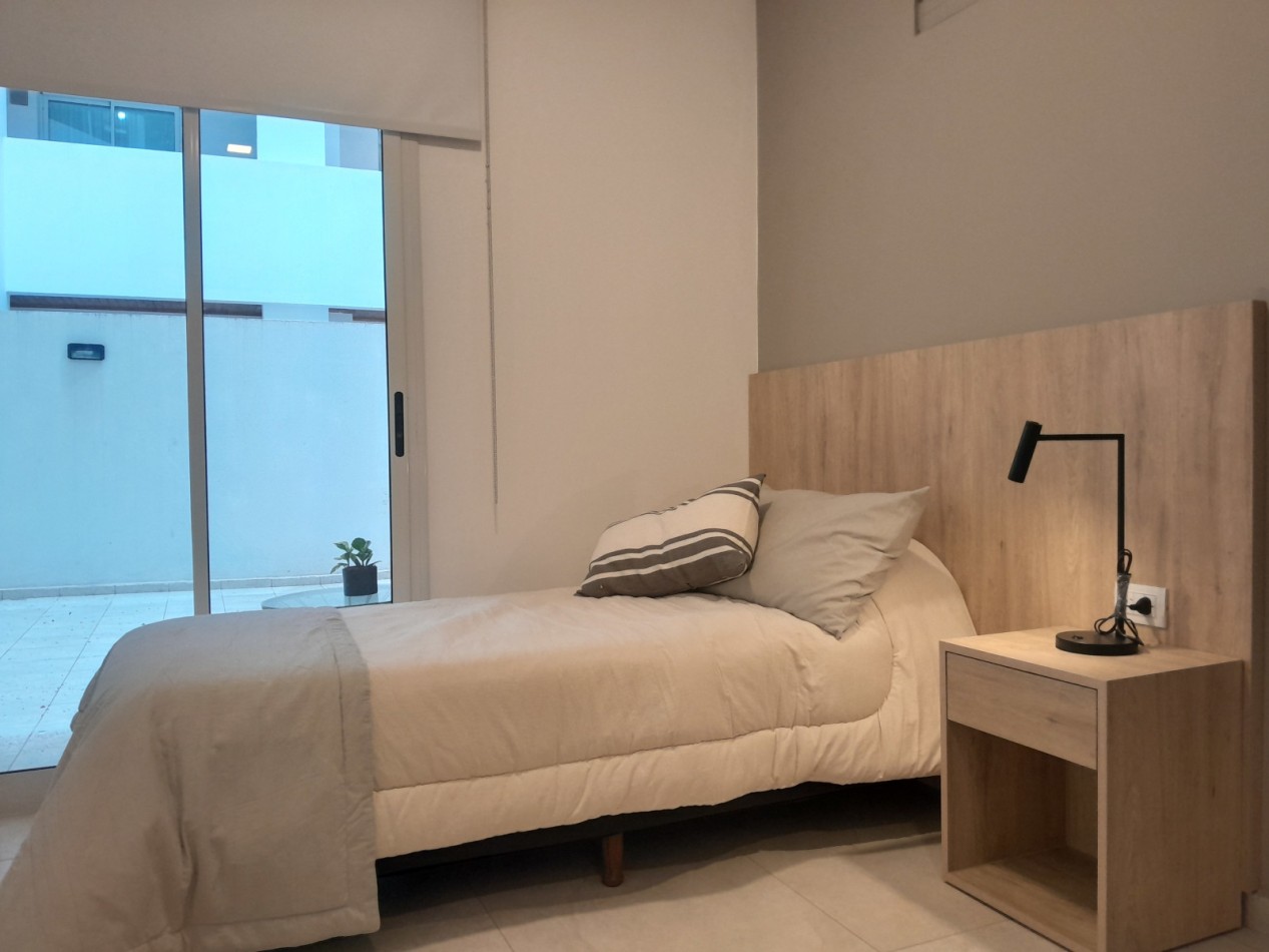 VENDO DEPARTAMENTO 2 DORM. A ESTRENAR EN PLANTA BAJA. B° NUEVA CORDOBA. TOTALMENTE AMOBLADO!!!