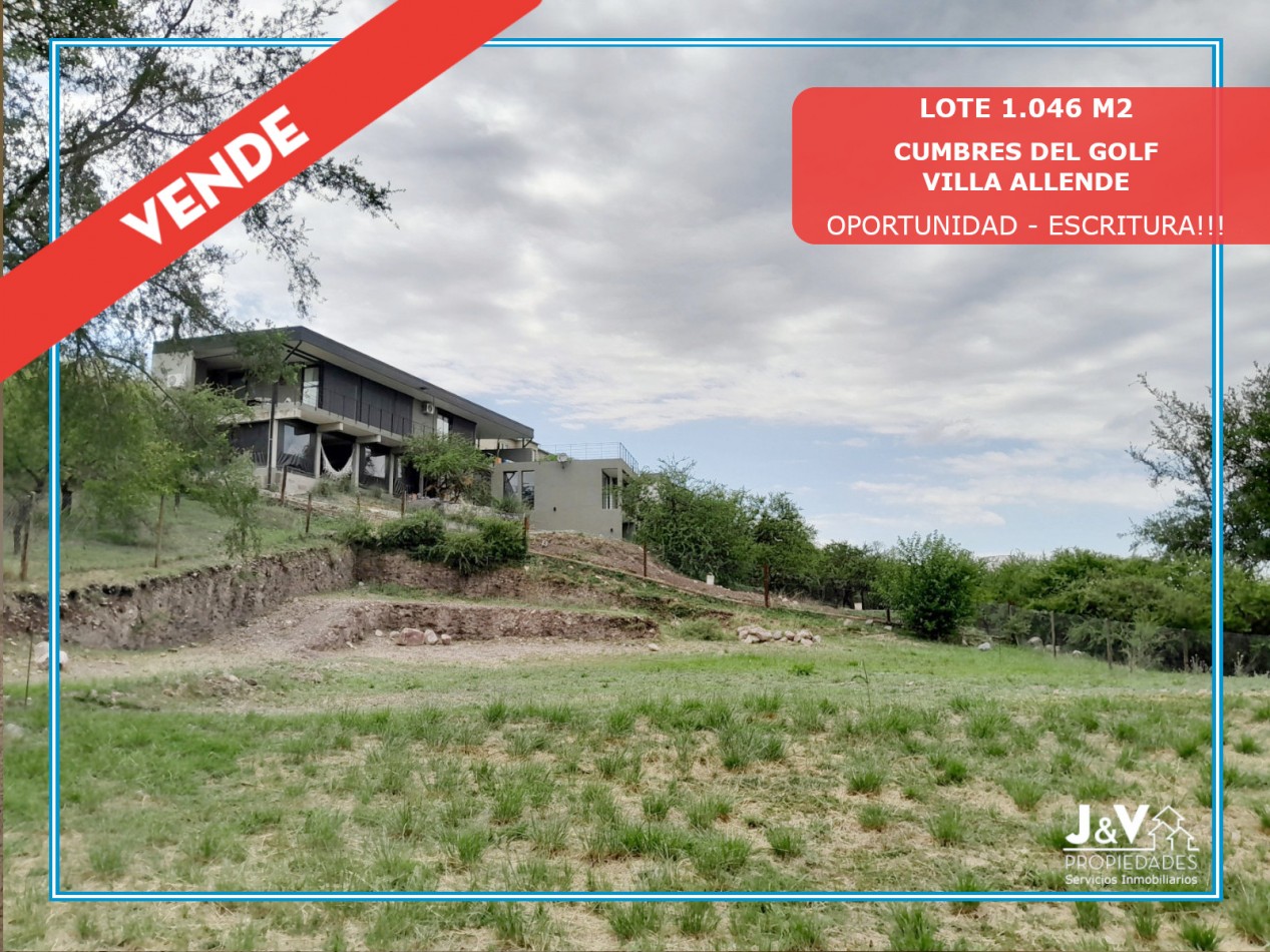 VENTA DE LOTE 1.046 m² BARRIO CUMBRES DEL GOLF, VILLA ALLENDE. LISTO PARA CONSTRUIR