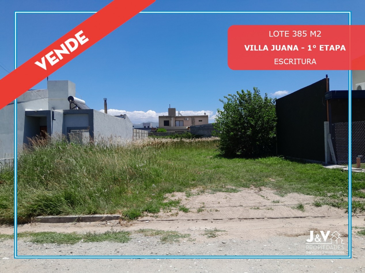VENDO LOTE 385 M. B° VILLA JUANA, ALTA GRACIA. C/ ESCRITURA.