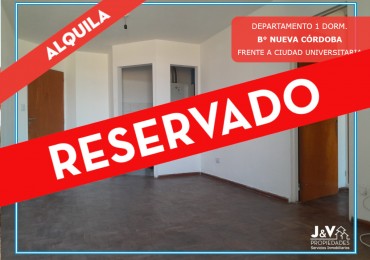 ALQUILO DEPTO 1 DORM. FRENTE CIUDAD UNIVERSITARIA NUEVA CORDOBA. RESERVADO!!!