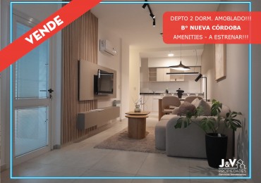 VENDO DEPARTAMENTO 2 DORM. A ESTRENAR EN PLANTA BAJA. B° NUEVA CORDOBA. TOTALMENTE AMOBLADO!!!