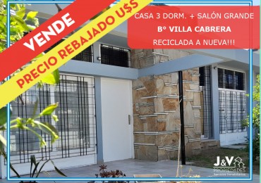 VENDO CASA 3 DORM. CON GRAN SALON B° VILLA CABRERA. RECICLADA. RECIBO MENOR!!!