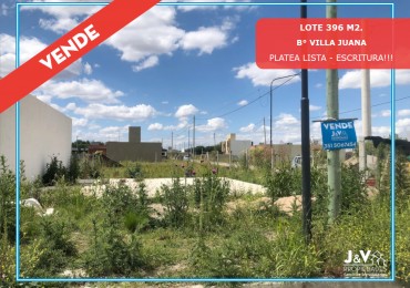 TERRENO EN VENTA - 396 m² - B° VILLA JUANA, ALTA GRACIA