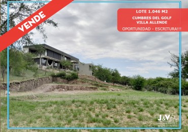 VENTA DE LOTE 1.046 m² BARRIO CUMBRES DEL GOLF, VILLA ALLENDE. LISTO PARA CONSTRUIR