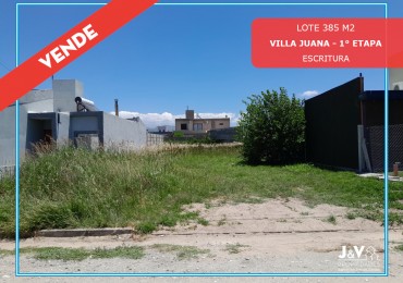 VENDO LOTE 385 M. B° VILLA JUANA, ALTA GRACIA. C/ ESCRITURA.